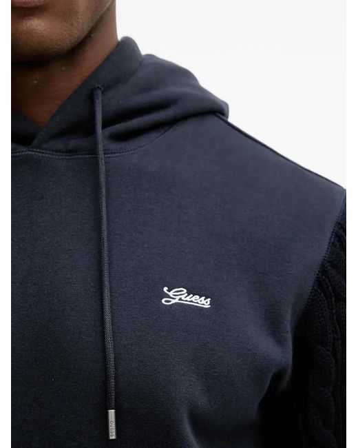 Guess Blue Logo-Detail Hoodie for men