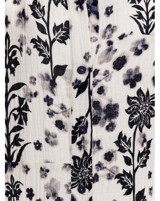 Agua Bendita White Keshi Floral-Print Cotton Shirt