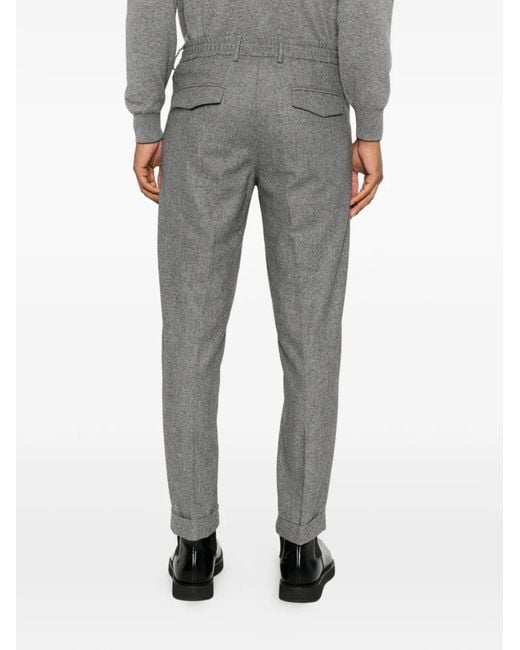 Eleventy Gray Drawstring Pleated Trousers for men