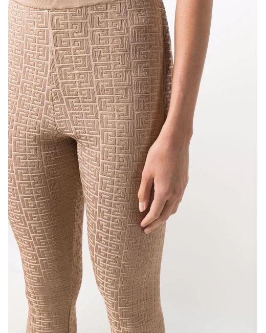 Balmain Natural Debossed Monogram Leggings