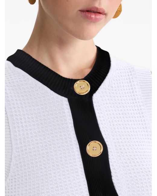 Patou White Textured Sleeveless Mini Dress