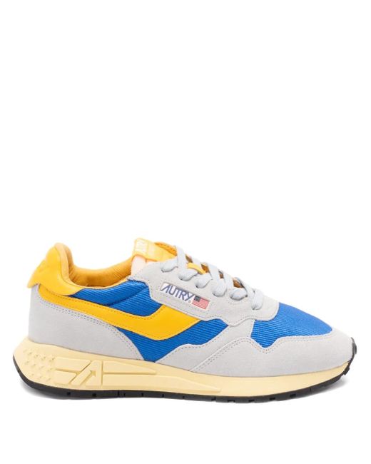 Autry Blue Reelwind Low Suede Panelled Sneakers for men