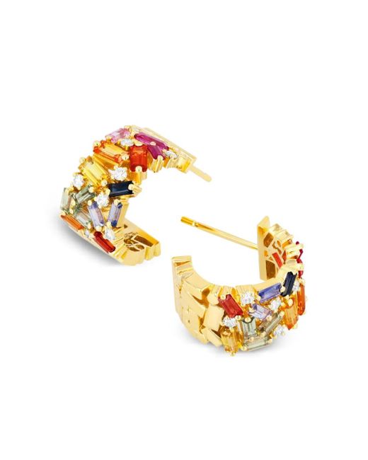 Suzanne Kalan Metallic 18Ct Frenzy Sapphire Mini Hoops