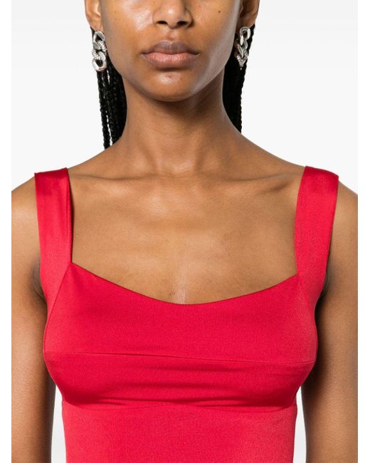 Atu Body Couture Red Square-neck Bodysuit
