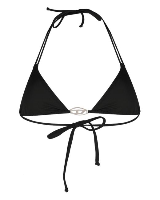 DIESEL Black Bikini Top With Oval D Plaque