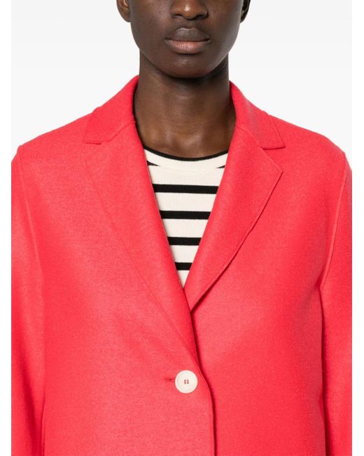 Harris Wharf London Red Button-Up Wool Coat