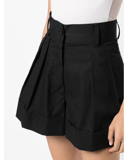 Short Plissé À Taille Haute Bambah en coloris Black