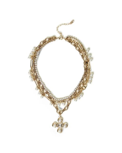 Twinset Metallic Faux-Pearl Layered Necklace
