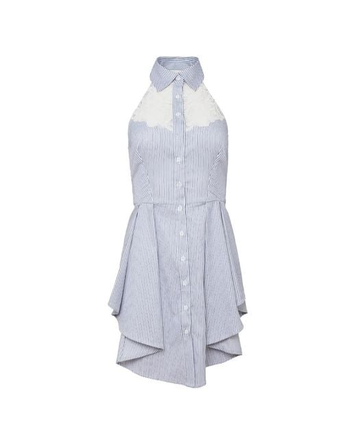 Fleur du Mal White Lace-Cutout Halter-Neck Mini Dress