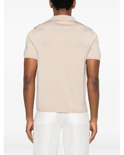 Sandro White Short-Sleeved V-Neck Polo Shirt for men
