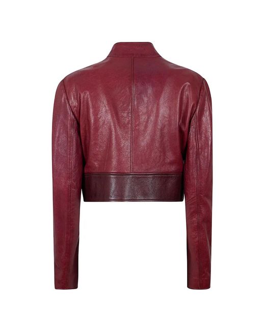 McQueen Red Buckled Leather Jacket