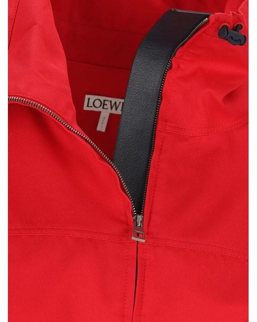 Loewe Red High-Neck Gabardine Jacket