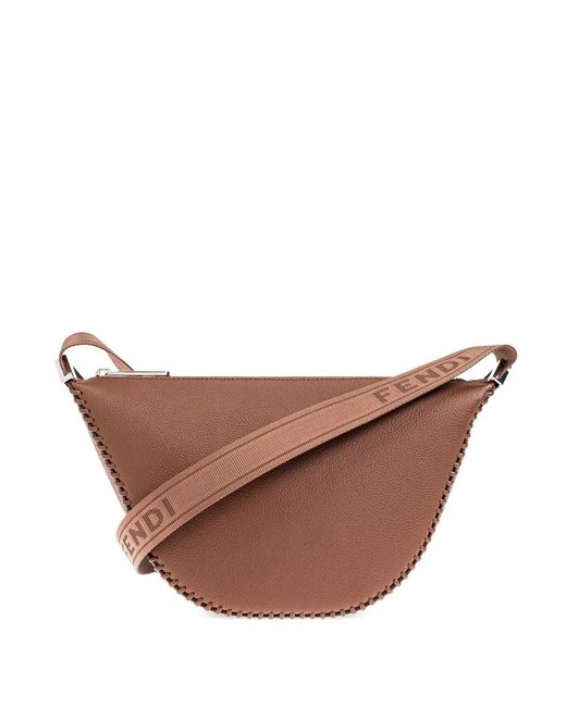 Fendi Brown Stitched Leather Shoulder Bag for men