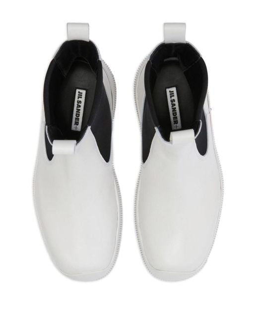 Jil Sander White Slip-on Leather Ankle Boots