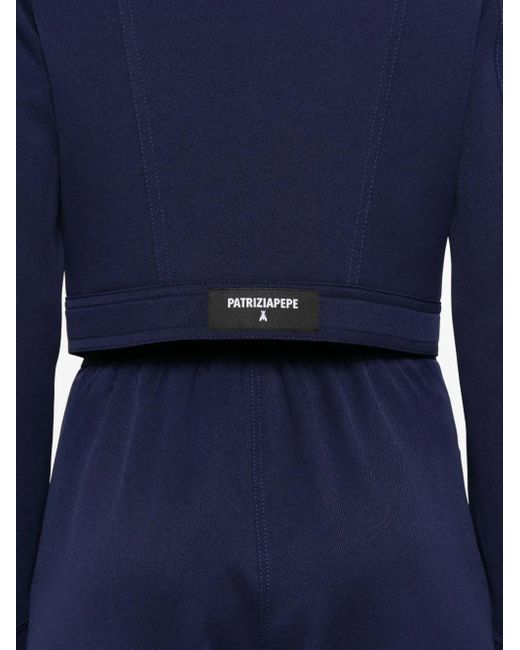 Patrizia Pepe Blue Denim-Effect Button Jacket