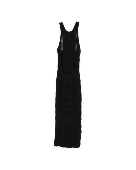 Nanushka Black Robe Longue Ainhoa À Dos Nageur
