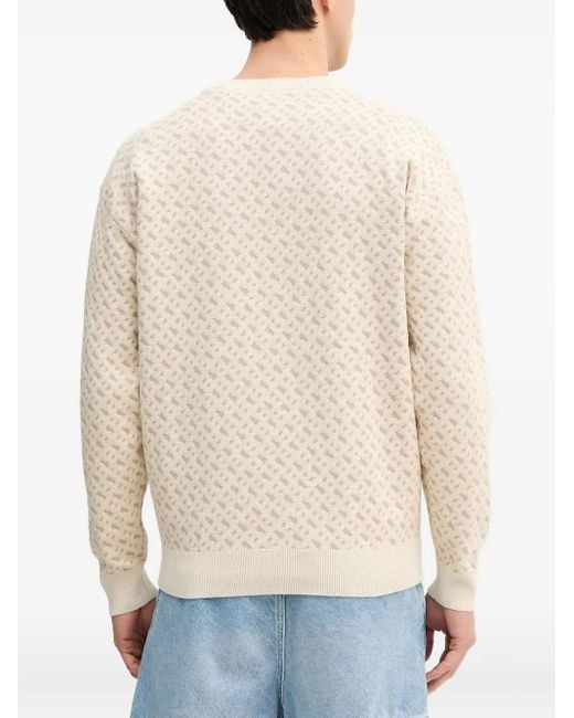Boss Natural Geometric-Pattern Crew-Neck Sweater for men