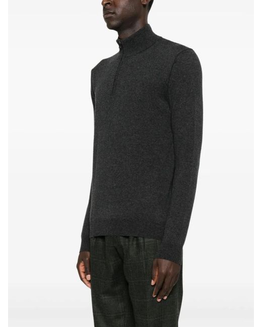 Corneliani Black High-Neck Half-Zip Sweater for men