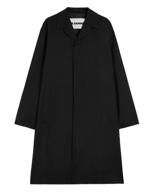Jil Sander Black Button-Up Wool Coat for men