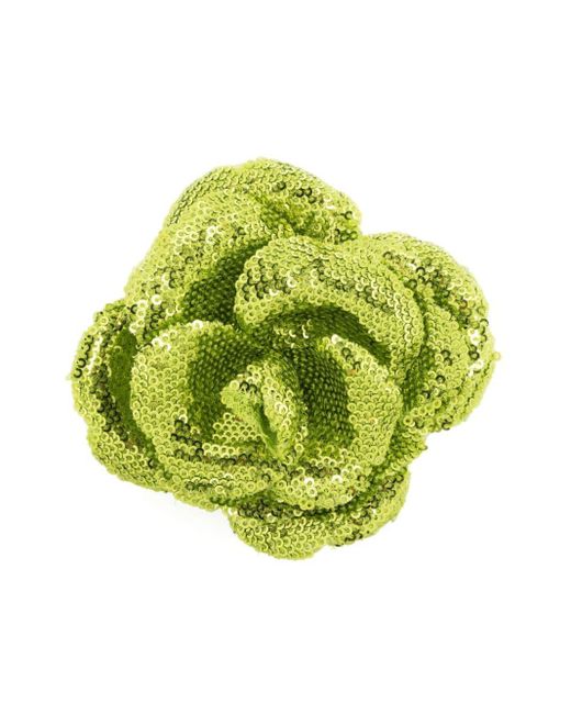 Philosophy Di Lorenzo Serafini Green Floral-motif Sequined Brooch