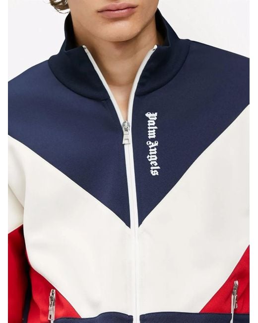 Palm Angels Blue Colour-Block Track Jacket for men