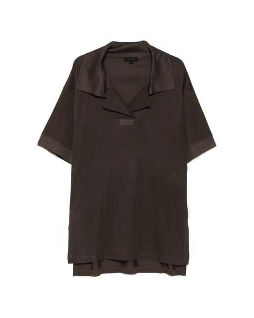 Lacoste Black Camp-Collar Silk Mini Dress