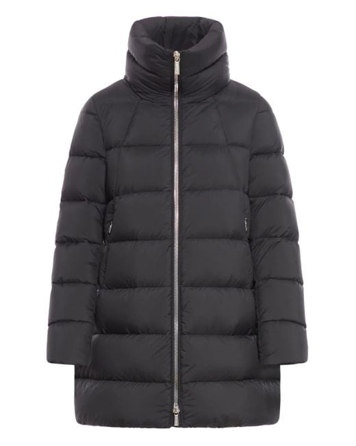 Moorer Gray Wattierter Alana Mantel mit Stehkragen