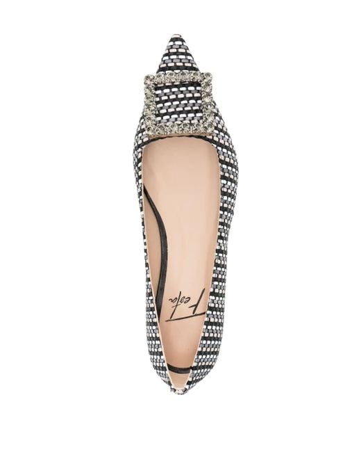 Roberto Festa White Pointed-Toe Woven Ballerina Shoes