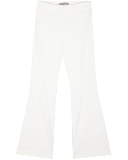 D.exterior White Flared Crepe Trousers