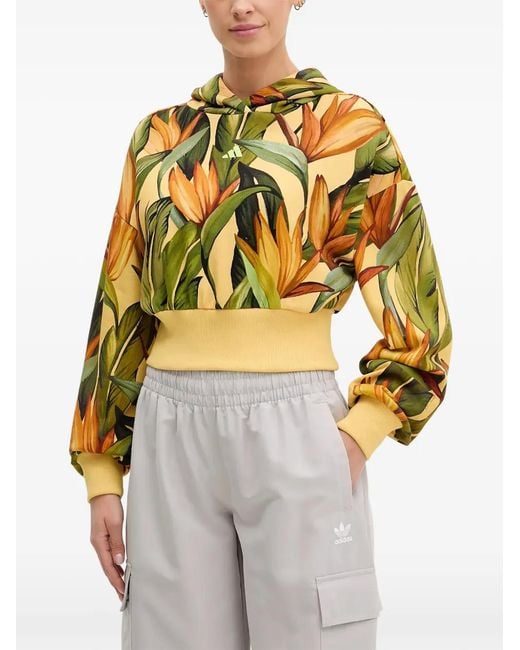 Adidas Metallic X Farm Rio Floral-Print Hoodie