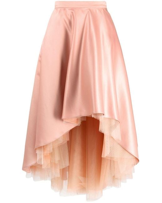 Pinko High-low Satin Tulle Skirt in Pink | Lyst