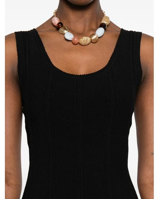 Sandro Black Mini Knit Dress With Ruffle