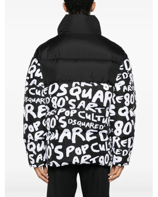 DSquared² Black D2 Pop 80's Two-Tone Padded Jacket for men