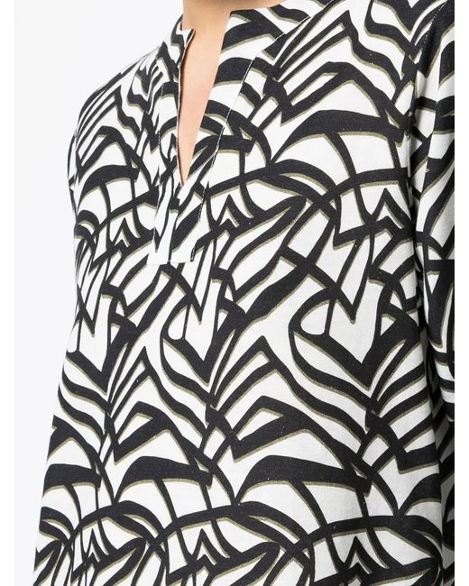 Bambah Black Geometric-Pattern Print Midi Dress