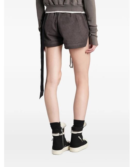 Rick Owens Gray Fog Drawstring-Waist Layered Shorts