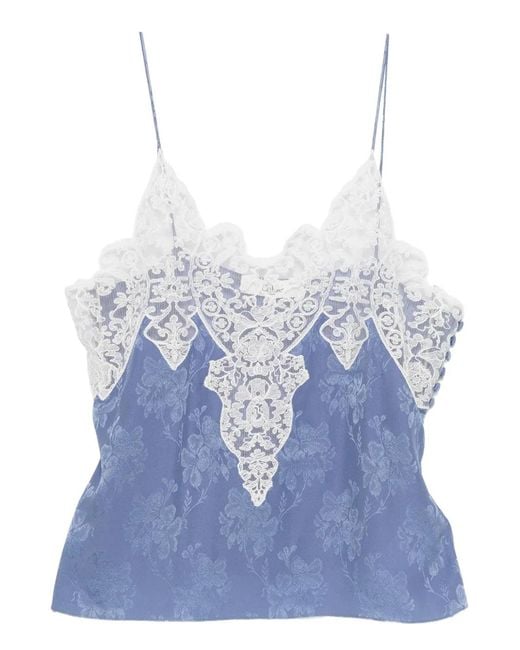 Chloé Blue Lace-Detail Top