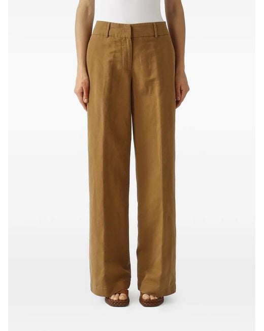 PT Torino Natural Wide-Leg Tailored Trousers