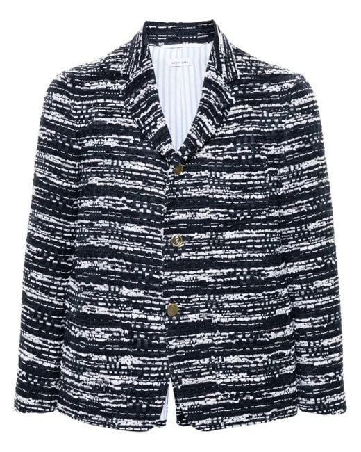 Thom Browne Blue Unconstructed Tweed Blazer for men