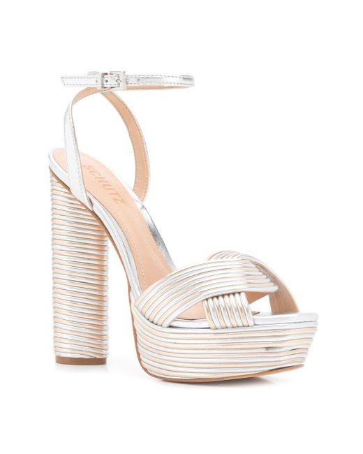 SCHUTZ SHOES Panelled Platform Sandals in Metallic | Lyst