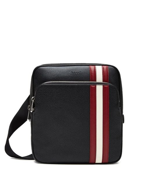 Bally Black Ribbon-Detail Leather Messenger Bag for men