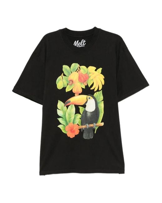 Melt Black Graphic-Print T-Shirt for men