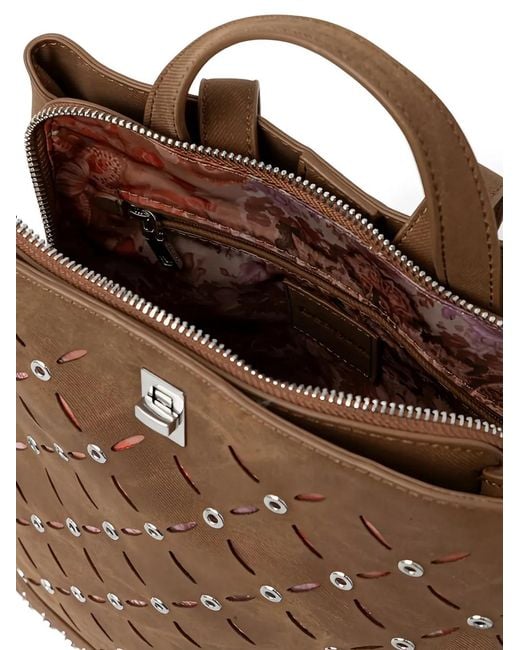 Desigual Brown Eyelet-Embellishment Backpack