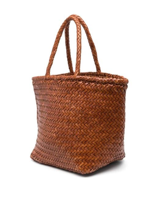 Dragon Diffusion Brown Small Grace Woven Leather Tote Bag