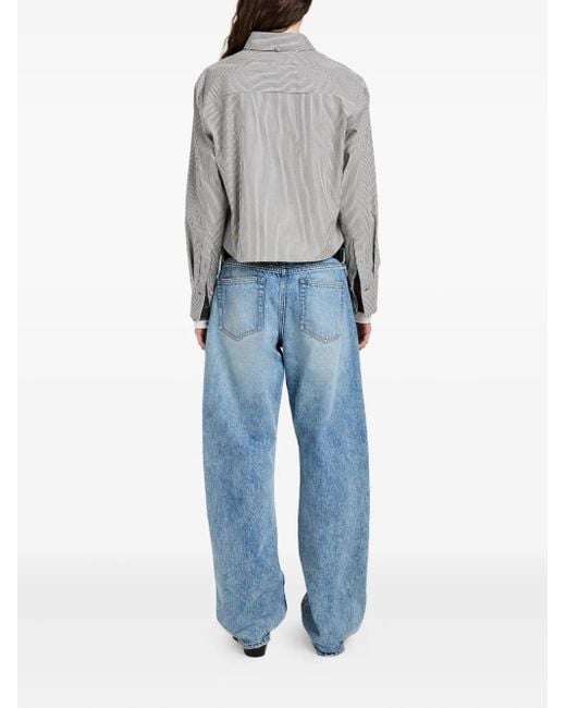 Proenza Schouler Olive ストライプ クロップドシャツ Gray