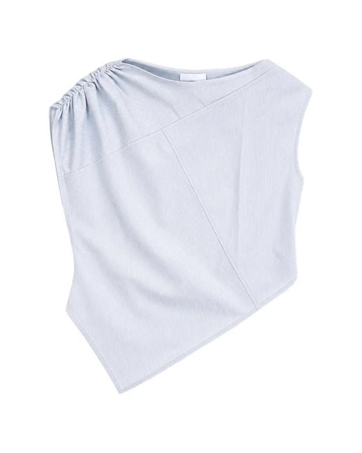 Emergency Room Blue Asymmetric-Hem Pinstriped Top