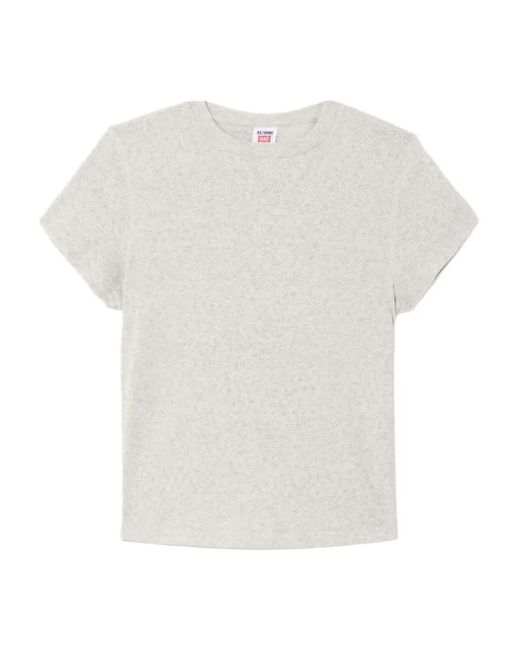 Re/done White Pointelle Short-Sleeve Tee