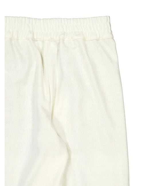 120% Lino White Elasticated-Waistband Straight-Leg Trousers