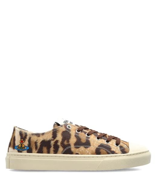 Vivienne Westwood Brown Animal-Print Lace-Up Sneakers