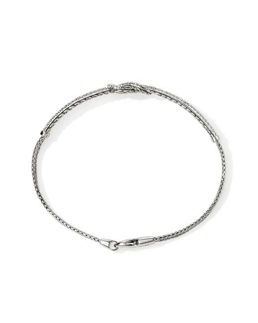 John Hardy White Sterling Love Knot Diamond Bracelet