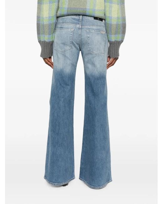 7 For All Mankind Blue Low-Rise Flared Jeans